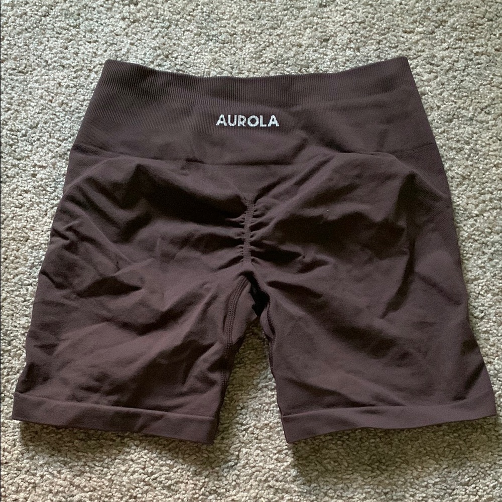 Aurola Dark Brown Gym Scrunch Shorts